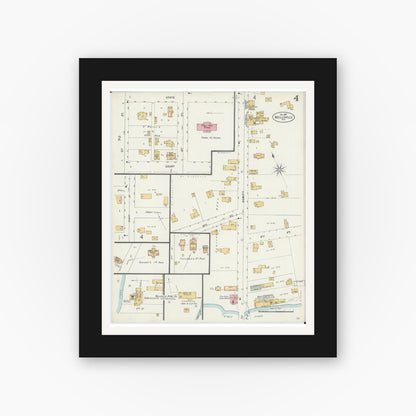 Old map wall art mockup — black gallery frame with white mat — Sanborn Fire Insurance Map from Neillsville, Clark County, Wisconsin (1897), Sheet #0004