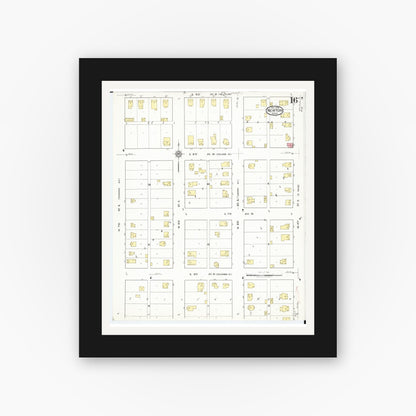 Old map wall art mockup — black gallery frame with white mat — Sanborn Fire Insurance Map from Newton, Jasper County, Iowa (1918), Sheet #0016