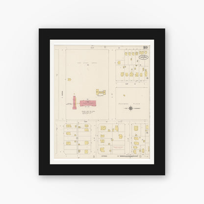 Old map wall art mockup — black gallery frame with white mat — Sanborn Fire Insurance Map from Calexico, Imperial County, California (1920), Sheet #0010