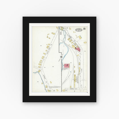 Old map wall art mockup — black gallery frame with white mat — Sanborn Fire Insurance Map from Shippensburg, Cumberland And Franklin Counties, Pennsylvania (1921), Sheet #0016