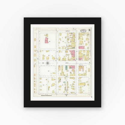 Old map wall art mockup — black gallery frame with white mat — Sanborn Fire Insurance Map from Emporium, Cameron County, Pennsylvania (1903), Sheet #0003