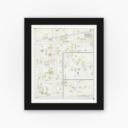 Old map wall art mockup — black gallery frame with white mat — Sanborn Fire Insurance Map from Conneaut, Ashtabula County, Ohio (1893), Sheet #0004