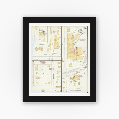 Old map wall art mockup — black gallery frame with white mat — Sanborn Fire Insurance Map from Dunkirk, Chautauqua County, New York (1904), Sheet #0028