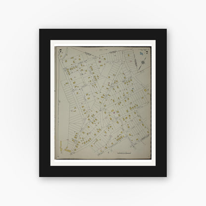 Old map wall art mockup — black gallery frame with white mat — Sanborn Fire Insurance Map from Clark's Summit, Lackawanna County, Pennsylvania (1942), Sheet #0007