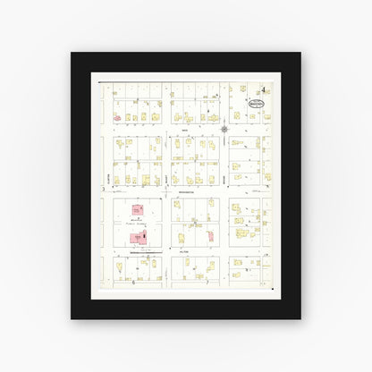 Old map wall art mockup — black gallery frame with white mat — Sanborn Fire Insurance Map from Marengo, Iowa County, Iowa (1911), Sheet #0004