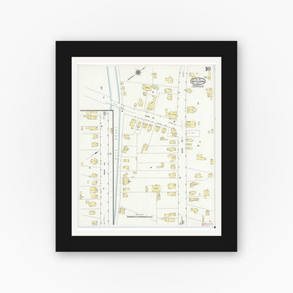 Old map wall art mockup — black gallery frame with white mat — Sanborn Fire Insurance Map from Whitesboro, Oneida County, New York (1911), Sheet #0010