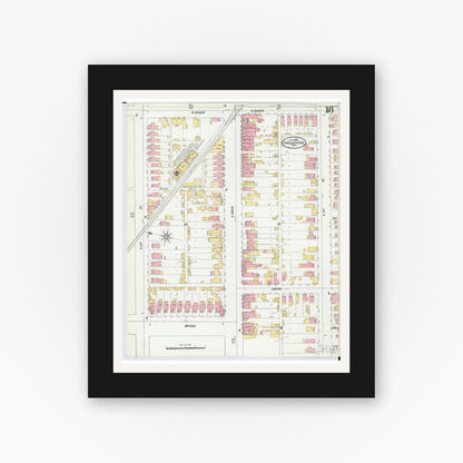 Old map wall art mockup — black gallery frame with white mat — Sanborn Fire Insurance Map from Chillicothe, Ross County, Ohio (1900), Sheet #0018