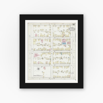 Old map wall art mockup — black gallery frame with white mat — Sanborn Fire Insurance Map from Altoona, Blair County, Pennsylvania (1888), Sheet #0012