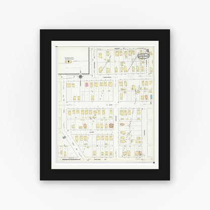 Old map wall art mockup — black gallery frame with white mat — Sanborn Fire Insurance Map from Benton Harbor, Berrien County, Michigan (1911), Sheet #0008
