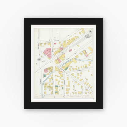 Old map wall art mockup — black gallery frame with white mat — Sanborn Fire Insurance Map from Saint Marys, Elk County, Pennsylvania (1904), Sheet #0003