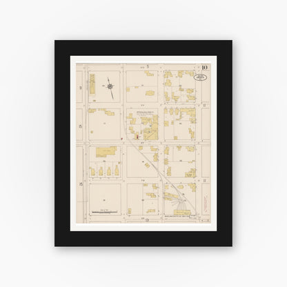 Old map wall art mockup — black gallery frame with white mat — Sanborn Fire Insurance Map from Arcata, Humboldt County, California (1919), Sheet #0010