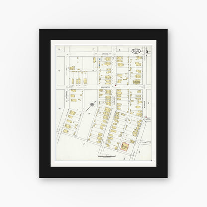 Old map wall art mockup — black gallery frame with white mat — Sanborn Fire Insurance Map from Taylor, Lackawanna County, Pennsylvania (1921), Sheet #0005