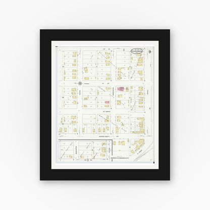 Old map wall art mockup — black gallery frame with white mat — Sanborn Fire Insurance Map from Chicago Junction, Huron County, Ohio (1911), Sheet #0009