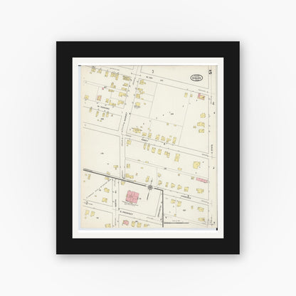 Old map wall art mockup — black gallery frame with white mat — Sanborn Fire Insurance Map from Girard, Trumbull County, Ohio (1915), Sheet #0005