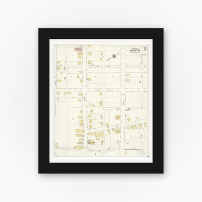 Old map wall art mockup — black gallery frame with white mat — Sanborn Fire Insurance Map from Grampian, Clearfield County, Pennsylvania (1910), Sheet #0002