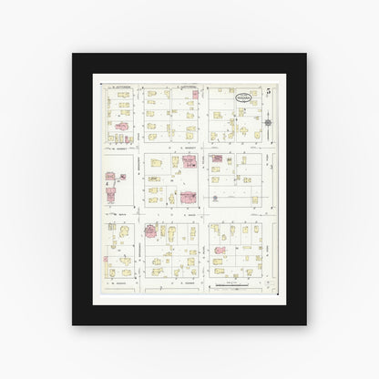 Old map wall art mockup — black gallery frame with white mat — Sanborn Fire Insurance Map from Havana, Mason County, Illinois (1914), Sheet #0005