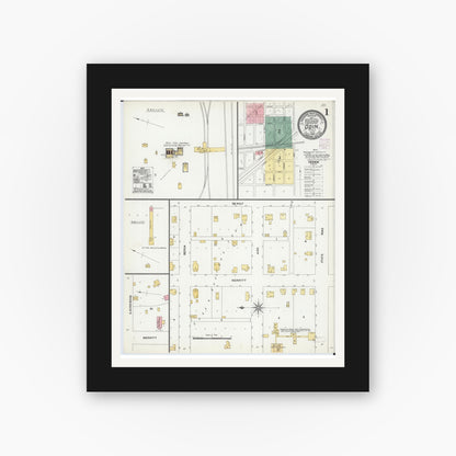 Old map wall art mockup — black gallery frame with white mat — Sanborn Fire Insurance Map from Odin, Marion County, Illinois (1906) - Complete Map Set