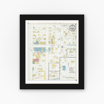 Old map wall art mockup — black gallery frame with white mat — Sanborn Fire Insurance Map from Boscobel, Grant County, Wisconsin (1904) - Complete Map Set