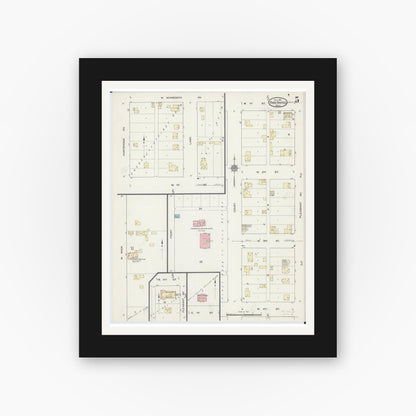Old map wall art mockup — black gallery frame with white mat — Sanborn Fire Insurance Map from Park Rapids, Hubbard County, Minnesota (1914), Sheet #0005