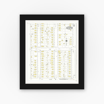 Old map wall art mockup — black gallery frame with white mat — Sanborn Fire Insurance Map from Valley Junction, Polk County, Iowa (1920), Sheet #0002