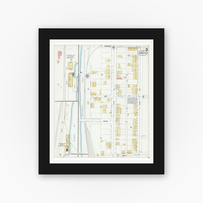 Old map wall art mockup — black gallery frame with white mat — Sanborn Fire Insurance Map from Homestead, Allegheny County, Pennsylvania (1901), Sheet #0005