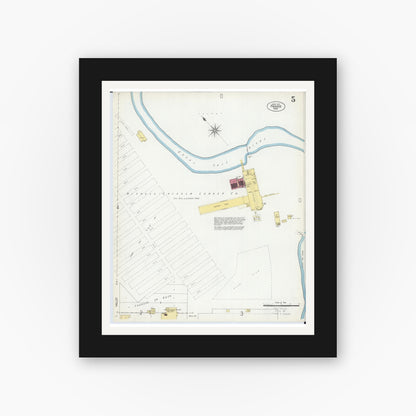 Old map wall art mockup — black gallery frame with white mat — Sanborn Fire Insurance Map from Frazee, Becker County, Minnesota (1907), Sheet #0005