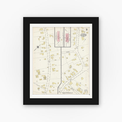 Old map wall art mockup — black gallery frame with white mat — Sanborn Fire Insurance Map from Chatham, Barnstable County, Massachusetts (1915), Sheet #0003