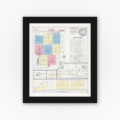 Old map wall art mockup — black gallery frame with white mat — Sanborn Fire Insurance Map from Sycamore, De Kalb County, Illinois (1891) - Complete Map Set