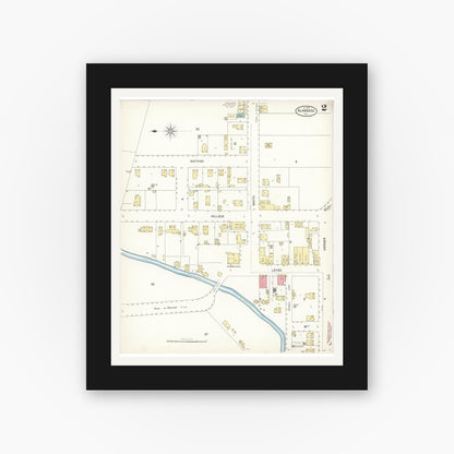 Old map wall art mockup — black gallery frame with white mat — Sanborn Fire Insurance Map from Alvarado, Alameda County, California (1901), Sheet #0002