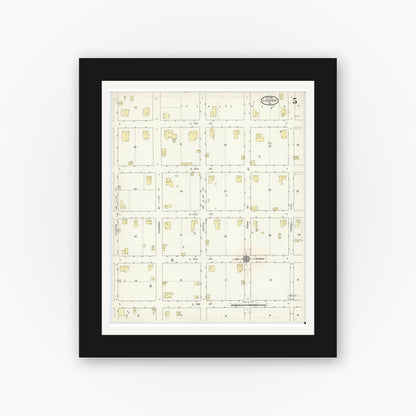 Old map wall art mockup — black gallery frame with white mat — Sanborn Fire Insurance Map from Cooper, Delta County, Texas (1914), Sheet #0005