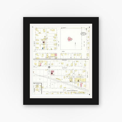 Old map wall art mockup — black gallery frame with white mat — Sanborn Fire Insurance Map from Pella, Marion County, Iowa (1911), Sheet #0007
