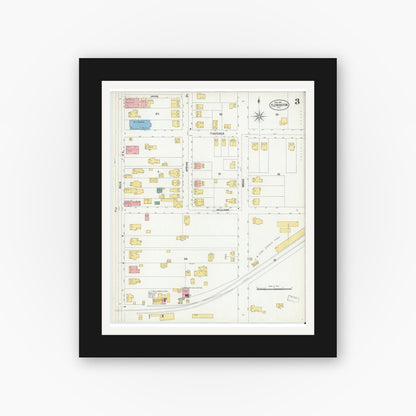 Old map wall art mockup — black gallery frame with white mat — Sanborn Fire Insurance Map from Flemington, Hunterdon County, New Jersey (1902), Sheet #0003