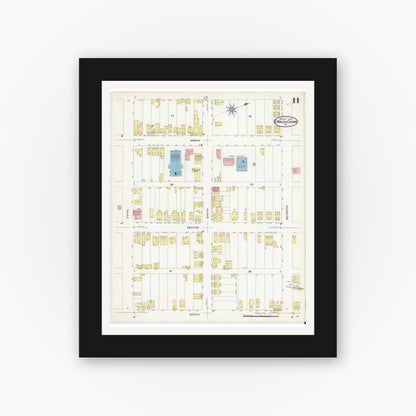 Old map wall art mockup — black gallery frame with white mat — Sanborn Fire Insurance Map from Mauch Chunk, Carbon County, Pennsylvania (1908), Sheet #0011