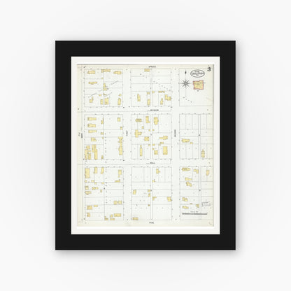 Old map wall art mockup — black gallery frame with white mat — Sanborn Fire Insurance Map from Eagle River, Vilas County, Wisconsin (1901), Sheet #0003