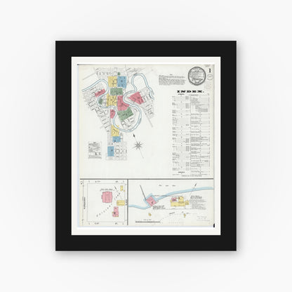 Old map wall art mockup — black gallery frame with white mat — Sanborn Fire Insurance Map from Crookston, Polk County, Minnesota (1900), Sheet #0001