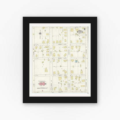 Old map wall art mockup — black gallery frame with white mat — Sanborn Fire Insurance Map from Kissimmee, Osceola County, Florida (1914), Sheet #0008