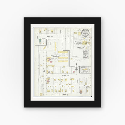 Old map wall art mockup — black gallery frame with white mat — Sanborn Fire Insurance Map from Shepherd, Isabella County, Michigan (1902), Sheet #0001