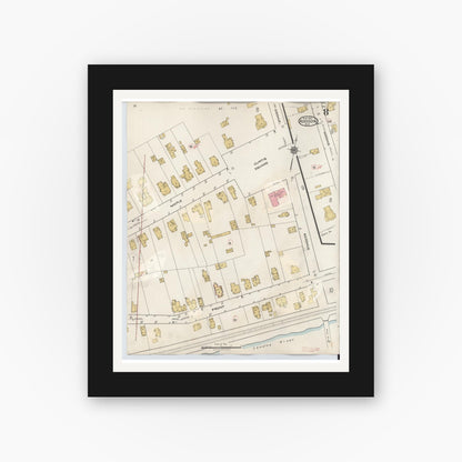 Old map wall art mockup — black gallery frame with white mat — Sanborn Fire Insurance Map from Addison, Steuben County, New York (1945), Sheet #0008
