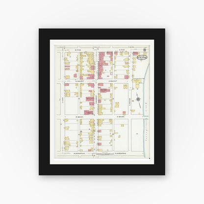 Old map wall art mockup — black gallery frame with white mat — Sanborn Fire Insurance Map from Selins Grove, Snyder County, Pennsylvania (1921), Sheet #0008