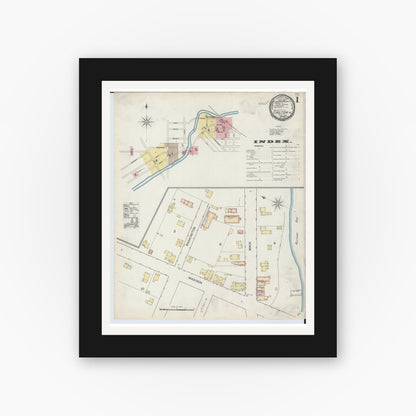 Old map wall art mockup — black gallery frame with white mat — Sanborn Fire Insurance Map from Chilton, Calumet County, Wisconsin (1892) - Complete Map Set