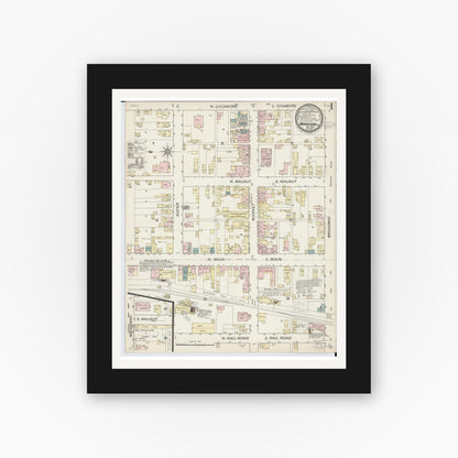 Old map wall art mockup — black gallery frame with white mat — Sanborn Fire Insurance Map from Harrison, Hamilton County, Ohio (1887) - Complete Map Set