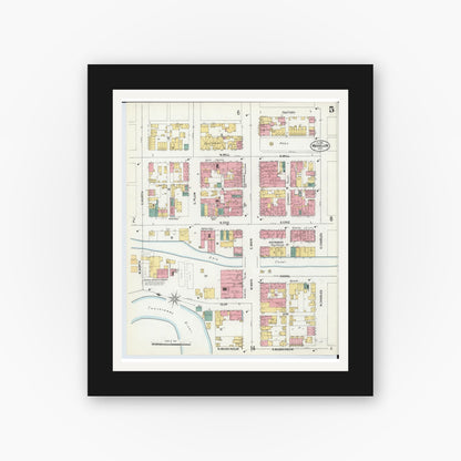 Old map wall art mockup — black gallery frame with white mat — Sanborn Fire Insurance Map from Massillon, Stark County, Ohio (1901), Sheet #0005