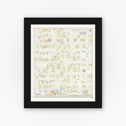 Old map wall art mockup — black gallery frame with white mat — Sanborn Fire Insurance Map from Scottdale, Westmoreland County, Pennsylvania (1897), Sheet #0004