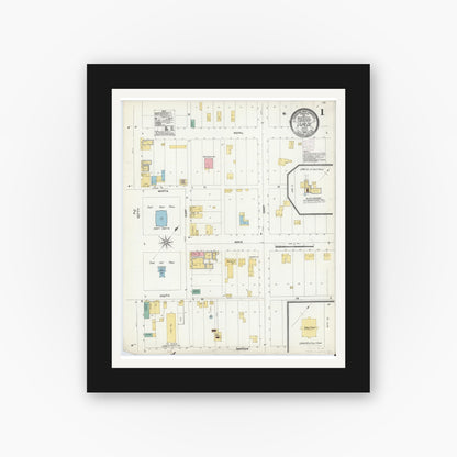 Old map wall art mockup — black gallery frame with white mat — Sanborn Fire Insurance Map from Uvalde, Uvalde County, Texas (1905) - Complete Map Set