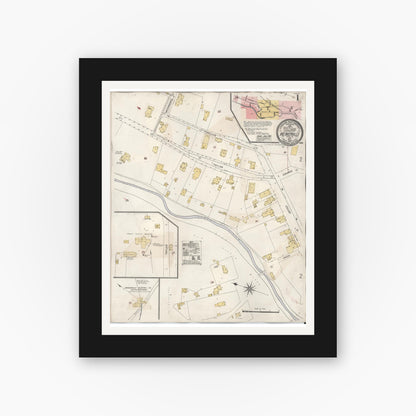 Old map wall art mockup — black gallery frame with white mat — Sanborn Fire Insurance Map from Weaverville, Trinity County, California (1930) - Complete Map Set