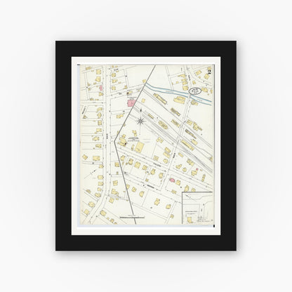 Old map wall art mockup — black gallery frame with white mat — Sanborn Fire Insurance Map from Scio, Harrison County, Ohio (1907), Sheet #0002