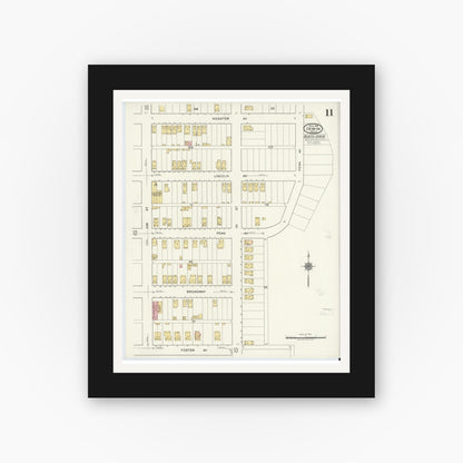 Old map wall art mockup — black gallery frame with white mat — Sanborn Fire Insurance Map from Irwin, Westmoreland County, Pennsylvania (1919), Sheet #0011