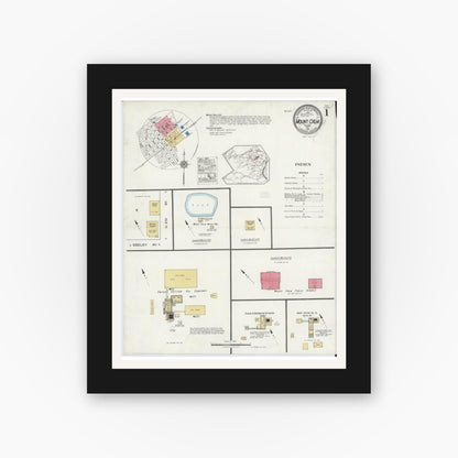 Old map wall art mockup — black gallery frame with white mat — Sanborn Fire Insurance Map from Mount Calm, Hill County, Texas (1921) - Complete Map Set
