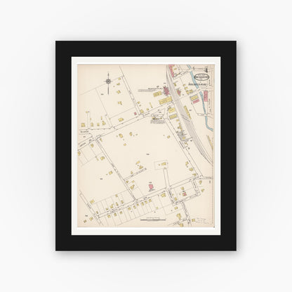 Old map wall art mockup — black gallery frame with white mat — Sanborn Fire Insurance Map from Nacogdoches, Nacogdoches County, Texas (1922), Sheet #0004