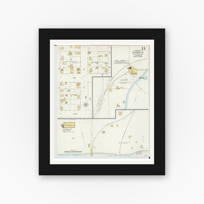 Old map wall art mockup — black gallery frame with white mat — Sanborn Fire Insurance Map from East Tawas, Iosco County, Michigan (1898), Sheet #0011